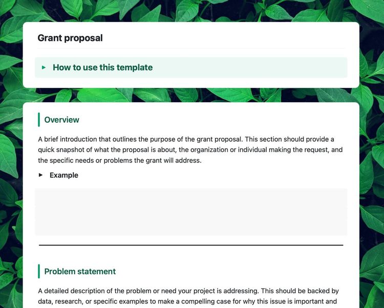 Grant proposal | Free Craft Template