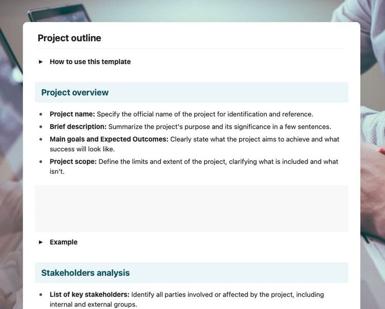 Project outline | Free Craft Template