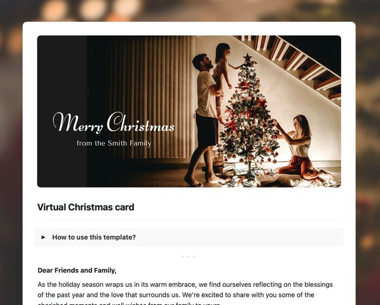 Virtual Christmas card Free Craft Template
